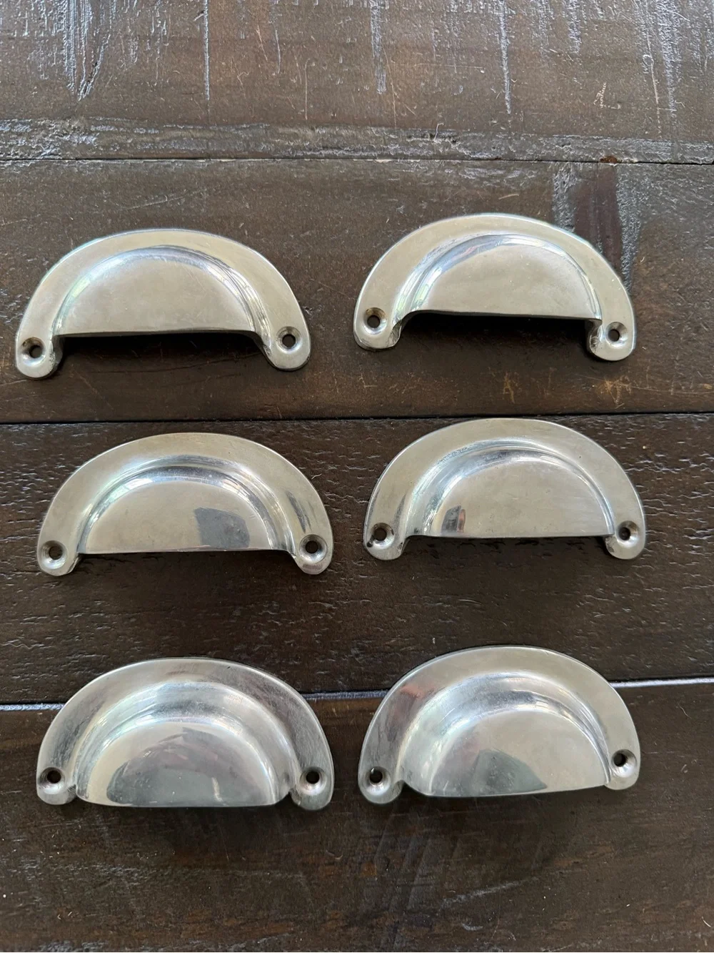 Restoration Hardware Polished Silver Cup Cabinet Pulls - Set of 6